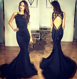 Sexy Open Back Black Halter Sleeveless Mermaid Long Fish Tail Custom Cheap Evening Dresses uk PH174