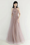 Princess Off the Shoulder Tulle Beads V Back Formal Dresses Dance Prom Dresses P1202