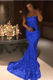 Sexy Mermaid Sequins Strapless Sweep Strain Evening Dress P1500