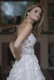 Charming Ball Gown Sweetheart Strapless 3D Flowers Tulle Off White Wedding Dress W1125