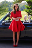 Red Homecoming Dress,Sexy Long sleeve Backless Lace homecoming Dress