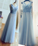 A Line V-Neck Floor-length Tulle with Beading Prom Dress Evening Dress PH550