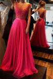 Charming Appliques A Line Prom Dresses Chiffon Prom Dresses Long Prom Dresses