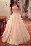 A Line Lace Sweetheart Tulle Floor Length Prom Dress PM727