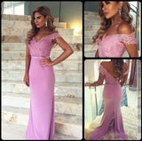 Gorgeous Mermaid Long Off-the-shoulder Prom Dresses with Sweep Train PM653