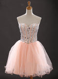 Sweetheart Beading Tulle Sleeveless Short Cocktail Dress Charming Homecoming Dresses,XT278