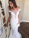 Mermaid Off-the-Shoulder Sweep Train Lace Wedding Dress