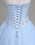 Sweetheart Ball Gown Light Blue Beading Quinceanera Prom Dress