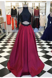 Red Chiffon A Line Long Evening Dresses Formal Dresses For Graduation