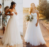 Elegant Sweetheart Lace Beach Tulle Wedding Dresses PM714