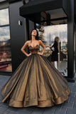 Ball Gown Sweetheart Brown Long Strapless Beads Taffeta Sleeveless Quinceanera Dresses uk PM774