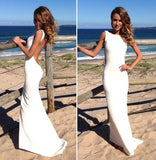 Sheath Backless Custom Made White Backless Mermaid Cheap Sexy Scoop Prom Dresses uk PM363