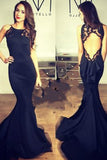 Sexy Open Back Black Halter Sleeveless Mermaid Long Fish Tail Custom Cheap Evening Dresses uk PH174