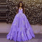 Wonderful Off-the-shoulder Ball Gown Formal Blue Lace Appliques Long Quinceanera Dresses PM119