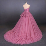 Princess Ball Gown Strapless Wedding Dress with Lace Quinceanera Dress W1136