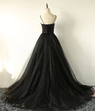 Charming Black Spaghetti Straps Sweetheart Tulle Evening Dress Formal Dress P1471